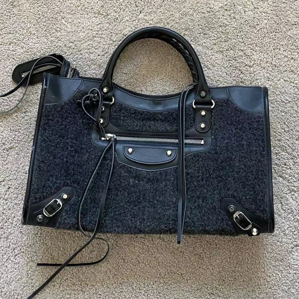 Unique Balenciaga City Wool Handbag